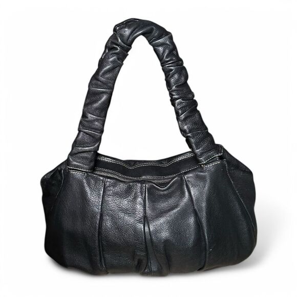 Furla Black Leather Shoulder Bag with Ruched Handle - Picture 1 of 4